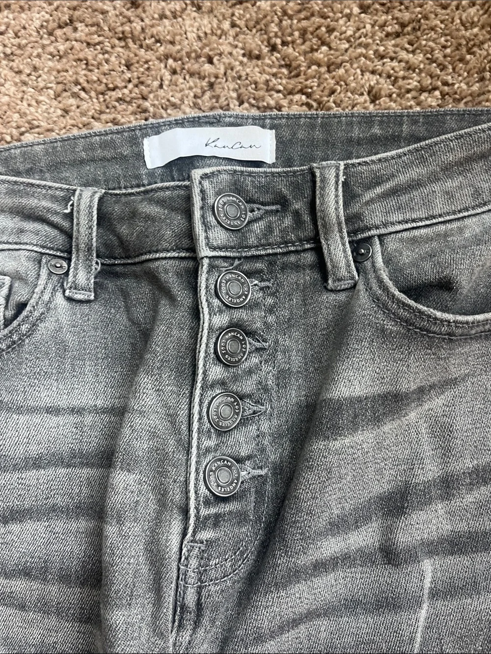 KanCan Ripped Gray High-Waist Button-Fly Jeans Size 3/25